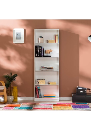 Adoremobilya Max 5 Raflı Kitaplık - Beyaz
