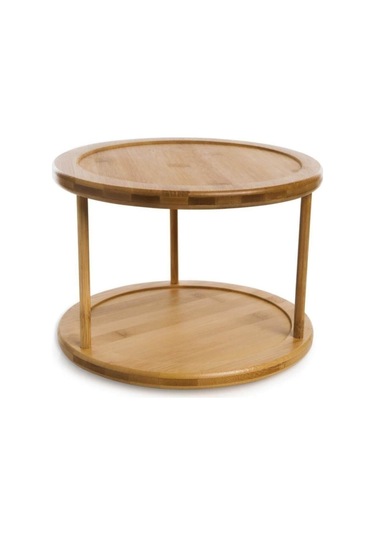 Qerhome 2 Katlı Bambu Sunum Standı Bambu