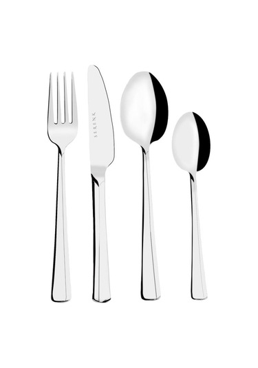 Serenk Paris Çelik Çatal Kaşık Bıçak Takımı 24 Parça Gümüş