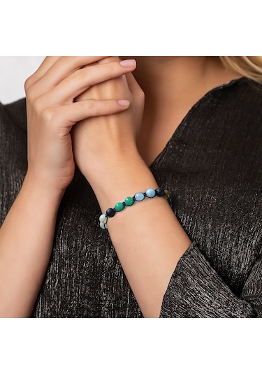 Tesbihane Makrome Örgülü Küre Kesim Çoklu Doğaltaş Kombinli Kadın Başarı Bi Çok Renkli