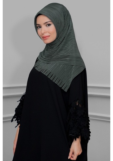 Koyu Gri Pratik Hazır Geçmeli Tesettür Eşarp Fukuro Piliseli Saça Çok Renkli