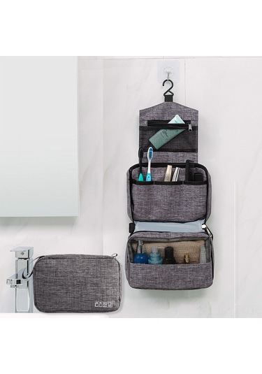 Yifomall Erkek Kadın Seyahat Makyaj Çantası, Kationik Su Geçirmez Oxford Kumaşı, Sağlık Gereçleri Organizer, Gri Renk, Dayanıklı El Çantası