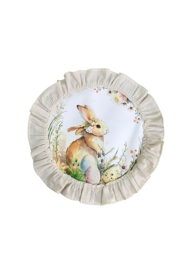 Keten, Bohem, Fırfırlı, Vintage, 4 Adet Yuvarlak Amerikan Servis