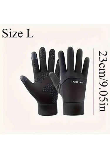 Elmpaly Kışlık Sıcak Tutan Buz Hokeyi Ve Açık Hava Spor Eldiveni Rüzgar Koruma Dokunmatik Uyumlu Siyah Xl Siyah