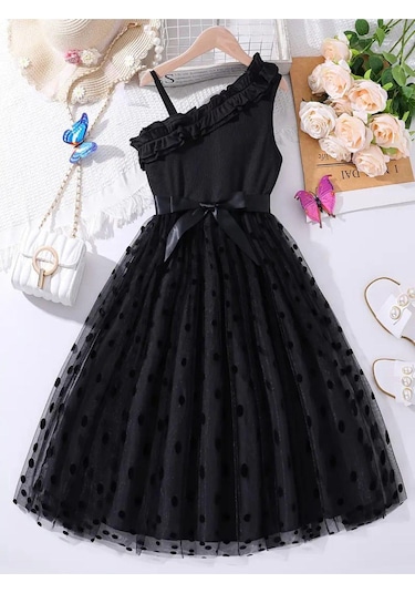 Varas Askılı Elbise - Mezuniyet Elbisesi - Kız Çocuk Abiye Gösteri Elbisesi A.Yeşil