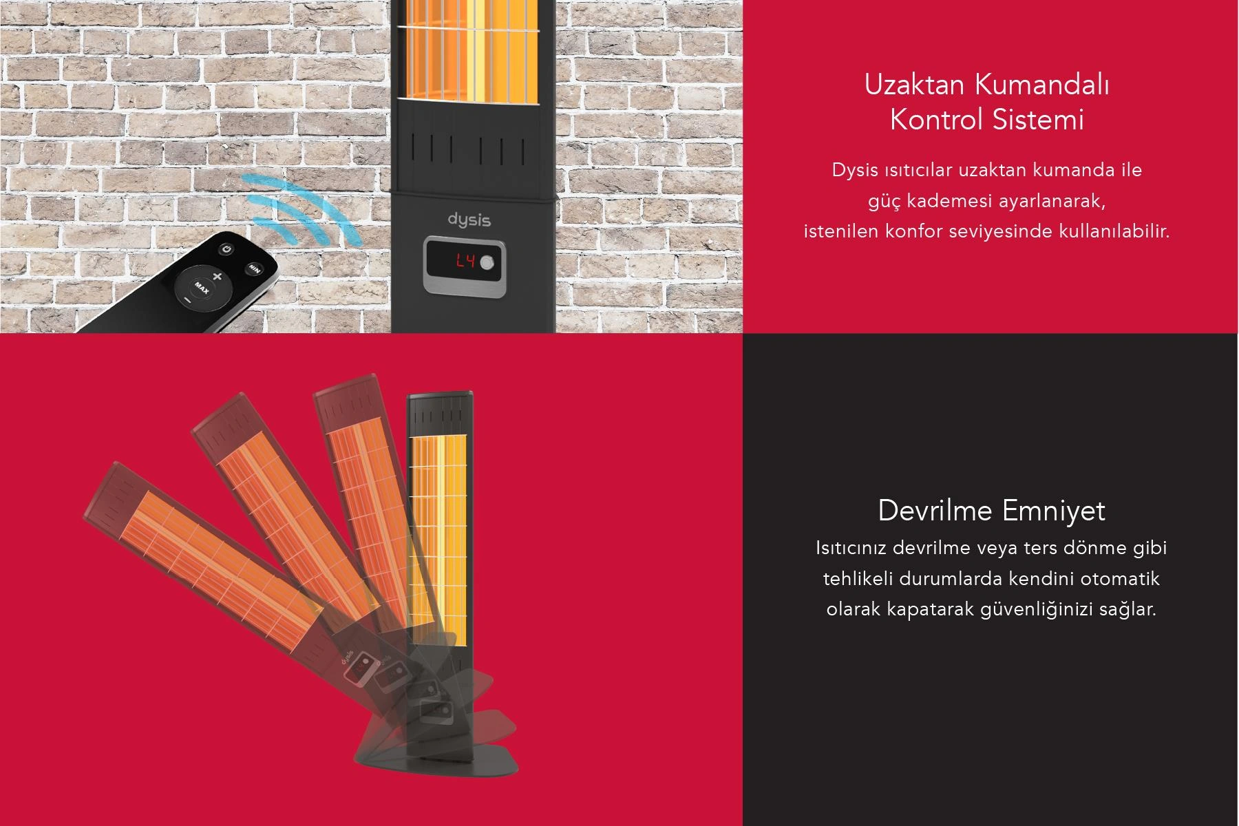 Simfer Ssx2351odrb Single X Karbon Serisi Ip65 Suya-toza Dayanıklı 2300 W Siyah Uzaktan Kumandalı İç/dış Mekan Isıtıcı