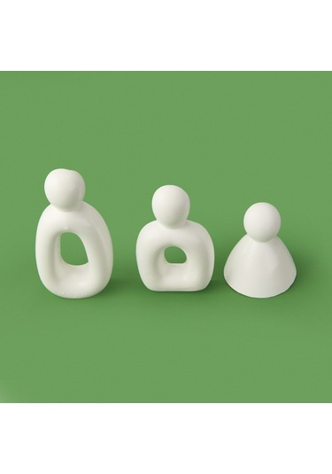 Evidea Deco 3'lü Family Obje - Beyaz Beyaz