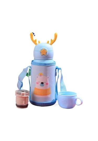 Pazly Termos Paslanmazçelik Mavi Mavi Karikatür Jian Hasır Fincan Fincan Fincan Fan Çocuk - Tv Mavi