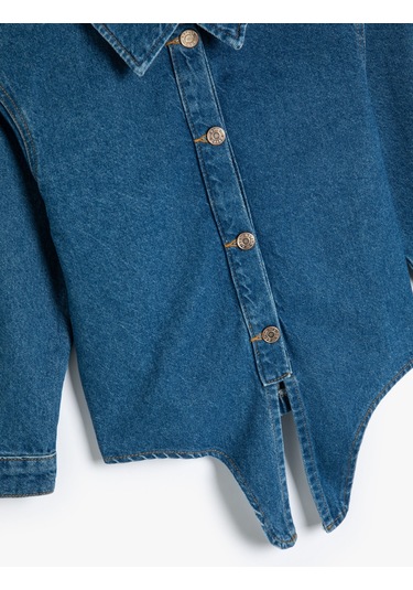 Koton Kot Ceket Önden Bağlamalı Uzun Kollu Pamuklu Orta İndigo 4skg20013ad 4SKG20013ADMID İndigo