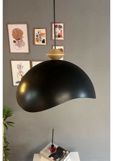 Luna Siyah Tekli Avize Q Kafa Başlık Sarkıt Lamba Restoran Salon Aydınlatma Siyah