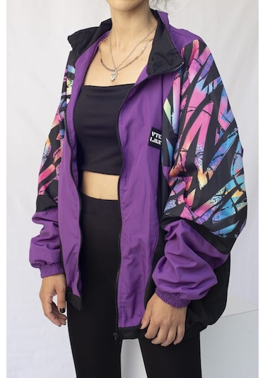 Kadın Erkek Renkli Desenli Bomber Ceket