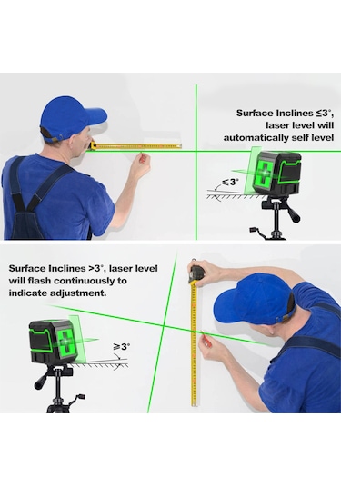 Vkemall D Tipi 2 Çizgi Yeşil Işık Lazer Seviyesi: Otomatik Çizgi Atma, Taşınabilir, Dokuma Çanta Ve Tripod İle Pil Yok