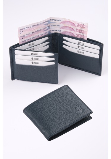 Ancora Leather Hakiki Deri Erkek Cüzdan-26500 Lacivert