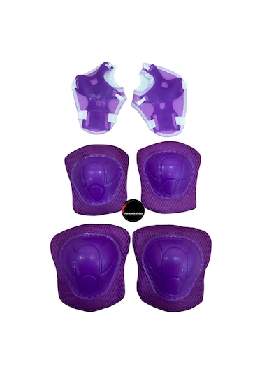Işıklı Çocuk Pateni Ayarlanılabilir Alıştırma Silikon Tekerli Frenli Metal Gövdeli Paten Dizlik Set Mor