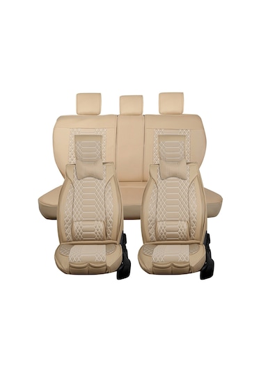 Opel Vectra C Uyumlu Lüks Deri Oto Koltuk Kılıfı Ön Arka Takım Set Bej Fs