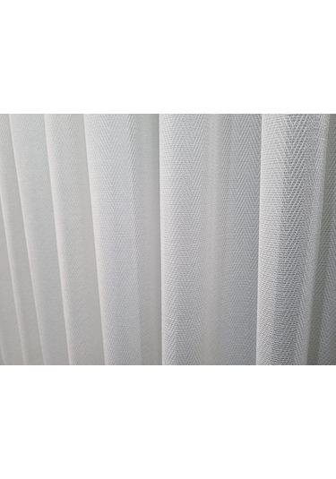 Livoras Home Balıksırtı Sık Dokuma Tül Perde Beyaz