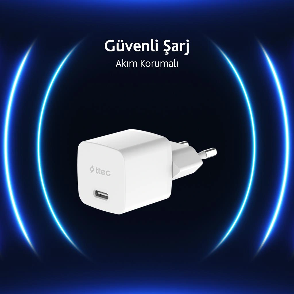 Ttec Smartcharger 20w Pd Seyahat Hızlı Şarj Aleti + Usb-c - Usb-c 3a Kablo Beyaz 2scp01cb Universal