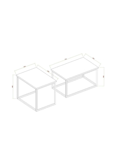 Pissa Metal Ayak Orta Sehpa 2li Zigon Sehpa Beyaz Mermer Deseni