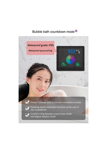 Kangvka Ev Ve Ofis İçin Renkli Ekranlı Dijital Saat, Nem Ve Sıcaklık Göstergeli, Alarmlı, Su Geçirmez, Beyaz