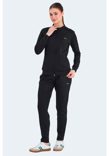 Slazenger  Rona Kadın Fermuarlı Dik Yaka Cepli Siyah Eşofman Takımı