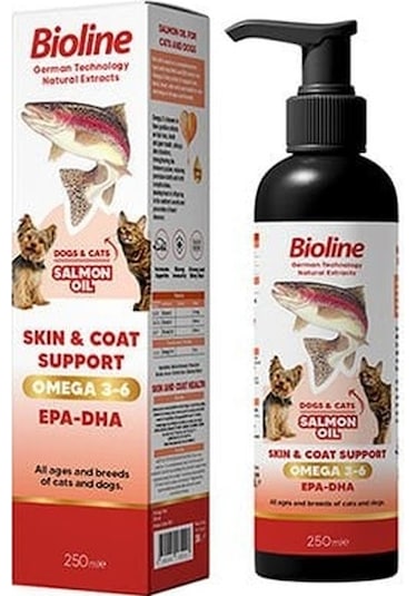 Bioline Deri ve Tüy Bakımı Kedi Köpek Somon Yağı 250 ML