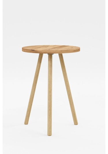 İntergo Yuvarlak Ahşap Ayaklı Tekli Zigon Yan Sehpa Atlantik Çam