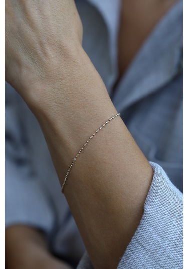 Yenigün Kuyumculuk 14 Ayar Altın Beyaz Mineli Bileklik Blk27098 Sarı Altın