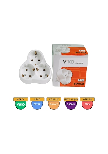 VİKO 3'Lü Yonca Topraklı Fiş - Priz