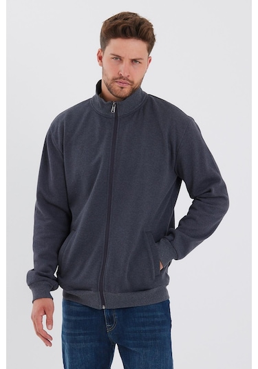 İçi Pamuklu Fermuarlı Dik Yaka Yan Cepli Erkek Antrasit Hırka 001 İçi Pamuklu Fermuarlı Dik Yaka Yan Cepli Erkek Antrasit Hırka 001