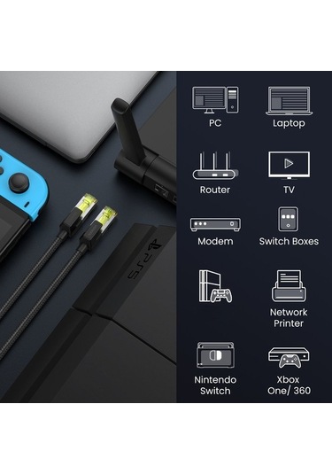 Ebitda 80421 Cat7 10 Gbps Rj45 Kablosu 1m - Yüksek Hızlı Ethernet Kablo - Ugreen