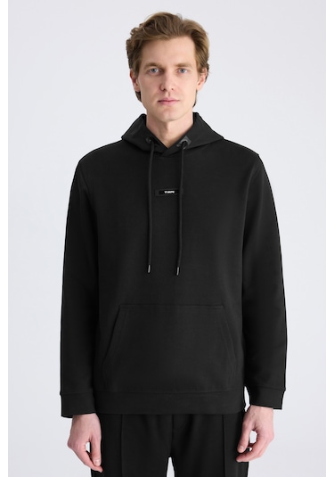 Twn Slim Fit Siyah Düz Örgü Pamuklu Sweatshirt 5ece247020042 Çok Renkli