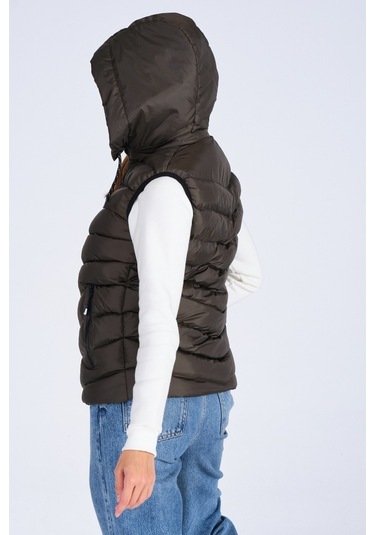 Everest Jel Dolgu Unısex Kapüşonlu Şişme Yelek Haki