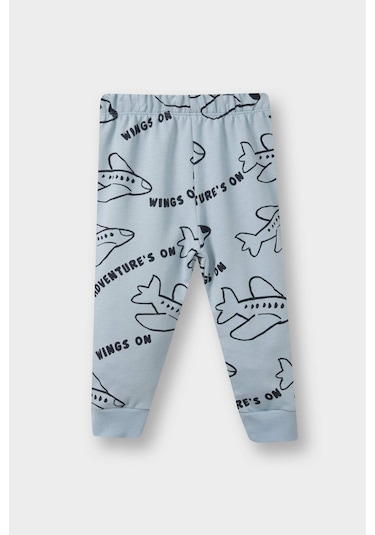 Defacto Erkek Bebek 2li Takım Baskılı Sweatshirt Eşofman Altı F0219a525aube523 Mavi