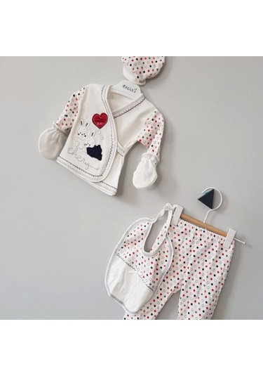 Erkek Bebek Kutulu Tavşan 5li Zıbın Seti Çok Renkli