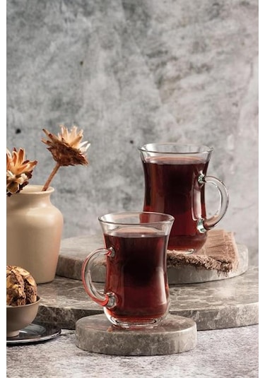 Paşabahçe 55411 Keyifi Çay Bardağı Kulplu Sade 145 Ml 6 Parça - Şeffaf