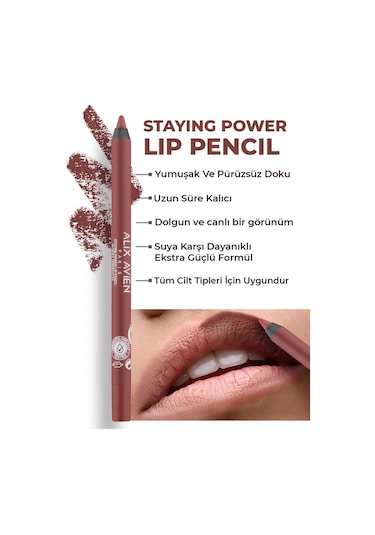 Alix Avien Suya Dayanıklı Uzun Süre Kalıcı Yumuşak Dudak Kalemi Staying Power Lip Pencil 54 Spicy Terracotta