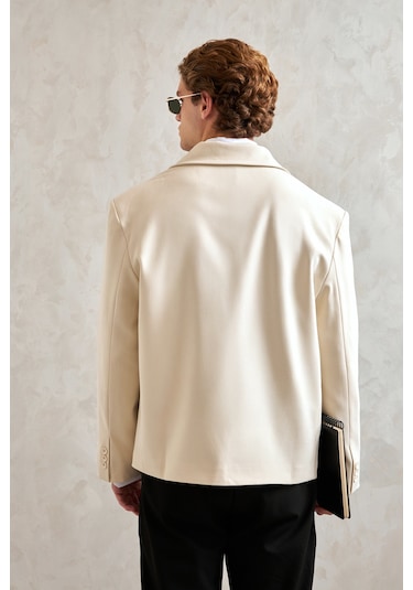 Hyman Erkek Oversize Blazer Ceket Ekru