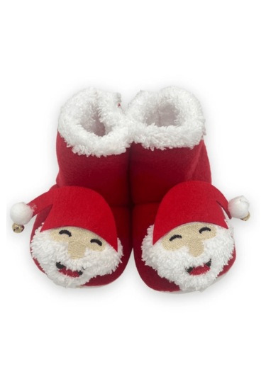 Bilge Trend Yılbaşı Noel Baba Kabartmalı Bebek Panduf Kırmızı