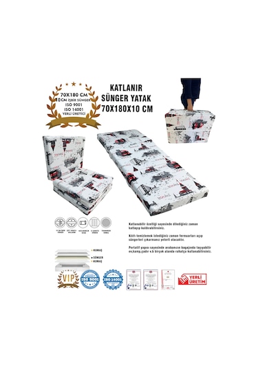 Katlanır Yer Yatağı Ve Tek Kişilik Sünger Katlanır Minder Yatak 70x180x10 Cm-istanbul