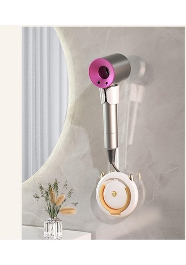 Fastbuy Pratik Banyo Saç Kurutma Tutucusu, Duvara Monteli Kullanışlı Beyaz Beyaz