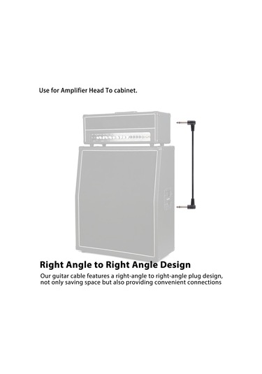 Ruicoo Gitar Pedalı Bağlantı Kablosu 6.35mm Dairesel Uç 60cm - Sağ-açılı, Oksijen Bakır Çekirdekli, Siyah, 1 Adet Rpc-60