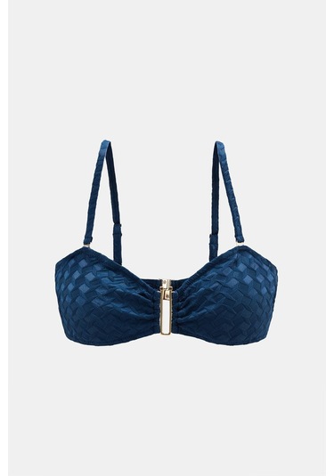 Olympos Petrol Mavisi Straplez Çıkarılabilir Pedli Bikini Üst Mavi