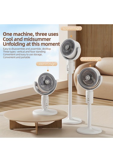 Tcherchi Zemin Ve Masaüstü Çift Amaçlı 5 Hız Ayarlı Hava Sirkülasyon Fanı Beyaz