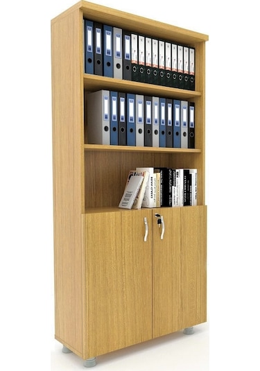 Modüler Dünyası Kapaklı Kitaplık Dosya Dolabı Teak - 80X38X188 Teak