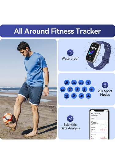 Geeroyoo Anyloop Alb1 Akıllı Saat - Kalp Atımı, Kan Oksijeni Ve Uyku İzleyici - Ip68 Su Geçirmez - 20+ Spor Modu - Adım Ve Kalori Sayaç - Erkek/kadın - Lacivert