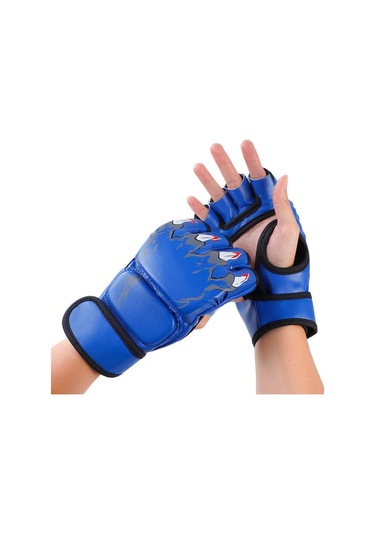 Reedark Erkek Kadın Yarı Parmak Boks Eldiveni, Muharebe Ve Kum Torbası Egzersizleri İçin, Gripli Eldiven, Güvenli Ve Konforlu, Mavi Mavi