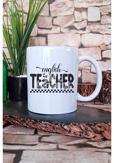 English Teacher 5 Baskılı İngilizce Öğretmeni Hediyelik Baskılı Çay Kahve Sunum Kupa Bardak Beyaz