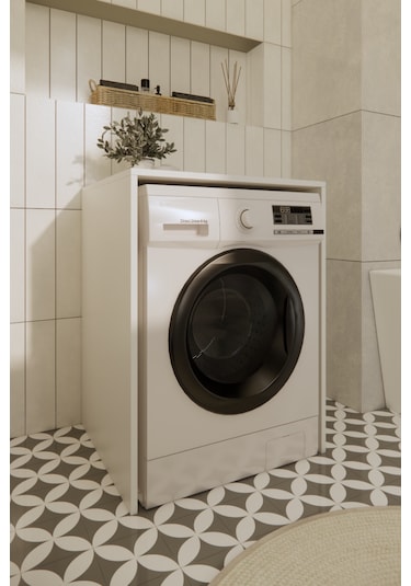 Odaco Premium Çkmd-01 %100 Mdf Çamaşır Ve Kurutma Makinası Banyo Dolabı Beyaz