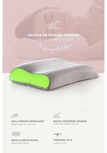 Pafu Visco Çift Boyun Destekli Karbon Ortopedik Yastık