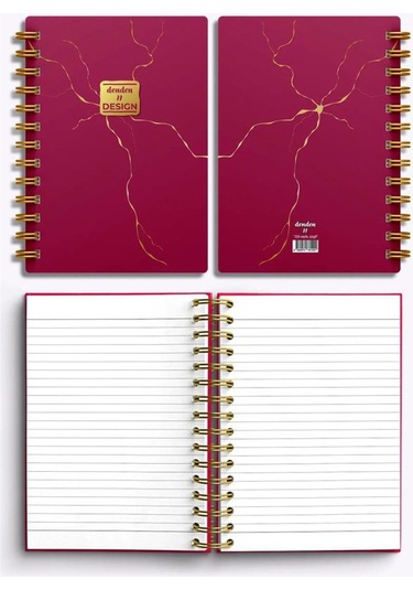 Denden Mermer Kırmızı 17x24 Çizgili Defter Kırmızı